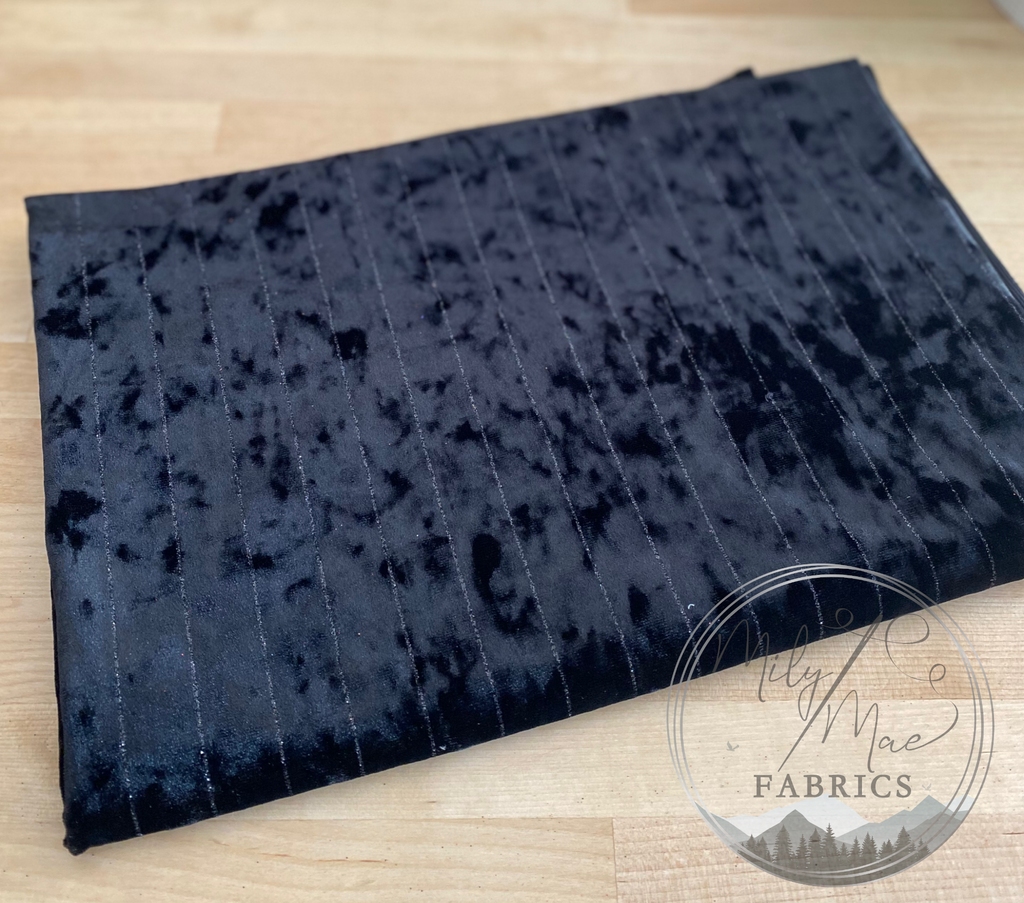 Black Glitter Pinstriped Velvet