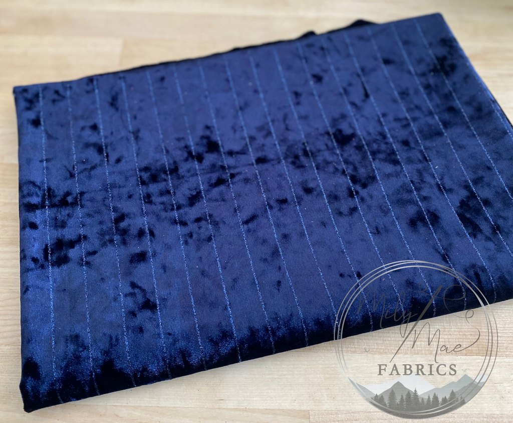 Navy Glitter Pinstriped Velvet